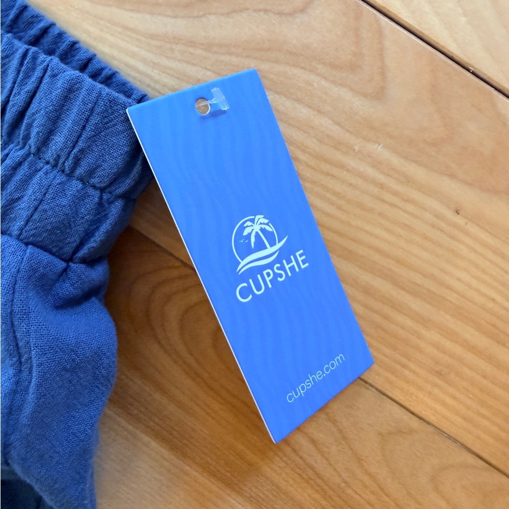 Cupshe Slate Blue Elastic Waist Wide-Leg Pants - Picture 7 of 7